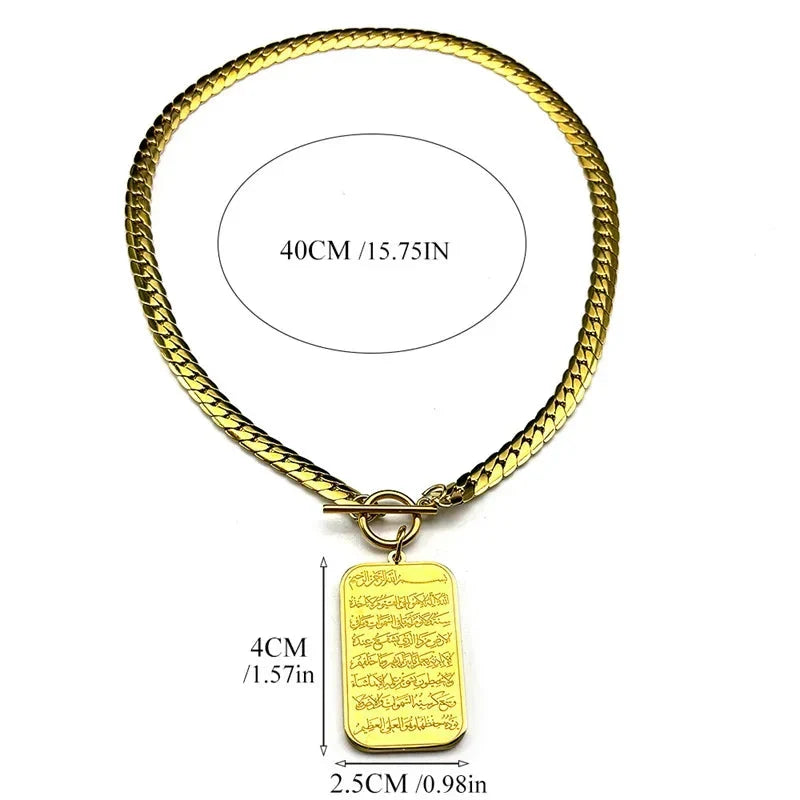 Naszyjnik choker z islamską arabską zawieszką Ayatul Kursi