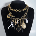 Naszyjnik obroża z zawieszkami z korala i muszli