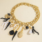 Naszyjnik obroża z zawieszkami z korala i muszli