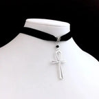 Naszyjnik typu choker z wisiorkiem krzyża Ankh