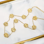 Collier Ras de Cou avec Pendentifs Trèfle à 5 Feuilles