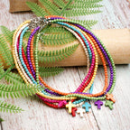 Naszyjnik obroża z wisiorkiem w kształcie krzyża z naturalnym kamieniem dla kobiet zielony