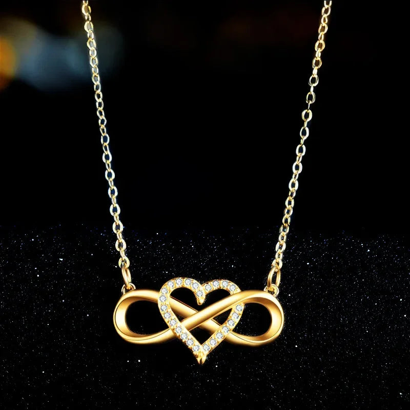 Collier Symbole Infini Pendentif Femme Coeur