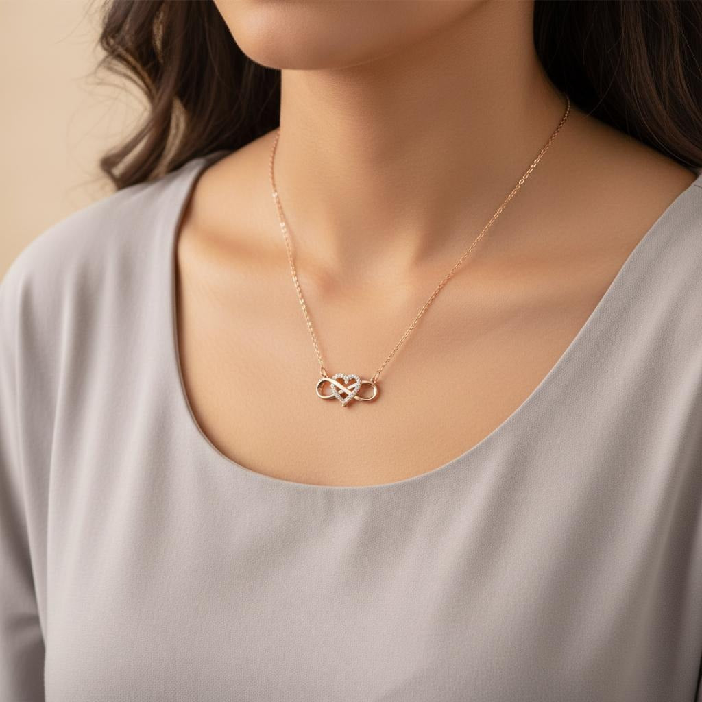 Collier Symbole Infini Pendentif Femme Coeur