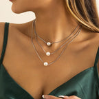 Naszyjnik potrójny rząd srebro i złoto dla kobiet