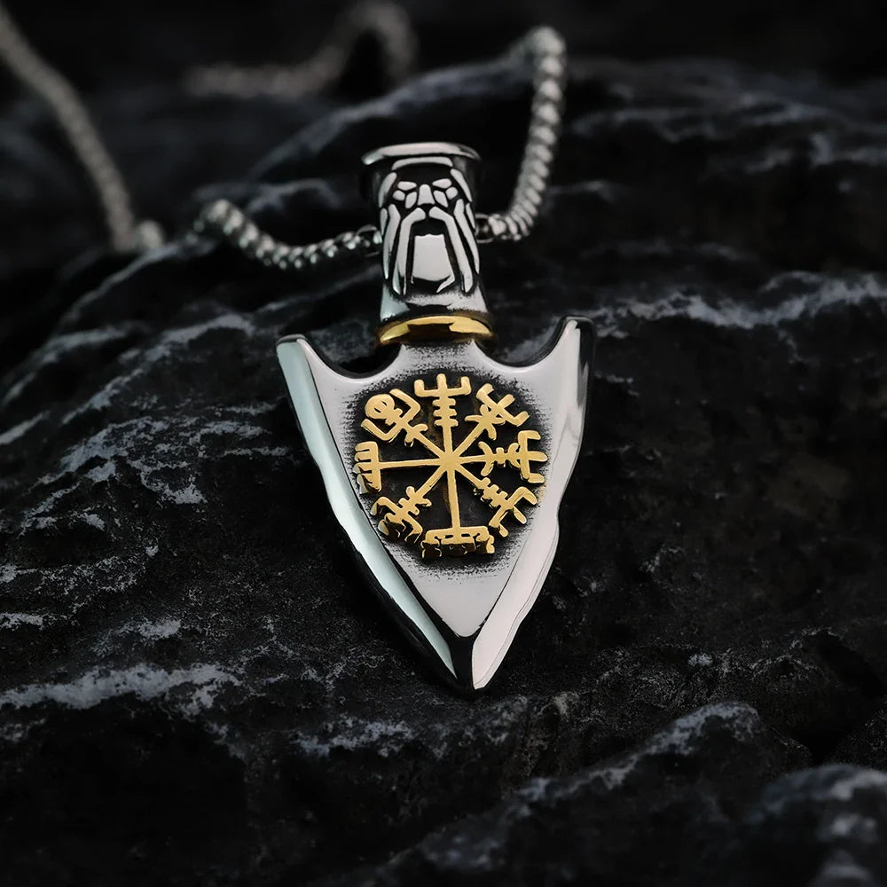 Collier Viking avec Pendentif Flèche Vegvisir or