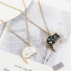 Naszyjniki dla par z zawieszką uroczych kotów złote