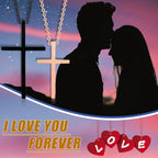 Naszyjniki dla par z zawieszką w kształcie czarnego krzyża i różowego złota