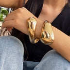 Duża bransoletka typu gourmette kropla wody złota