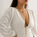 Długi naszyjnik z dekoltem z kokardą dla kobiet