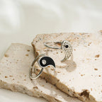 Zestaw 2 pierścionków Yin Yang z cyrkonią