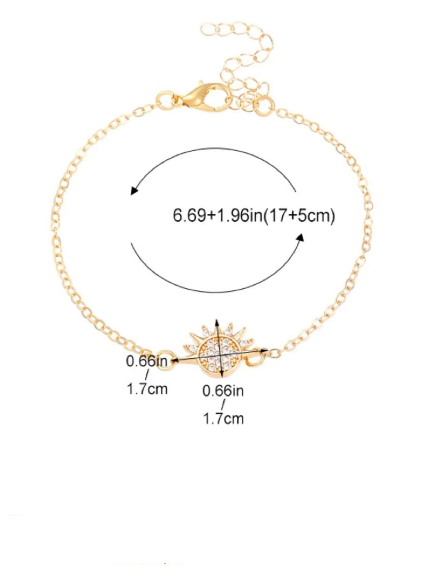 Lot de 2 Bracelets Lune ou Soleil en Zircon pour Couple