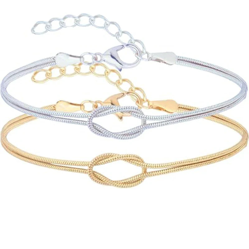 Lot de 2 Bracelets Noeuds Romantiques pour Couple d'Amis ou Duo