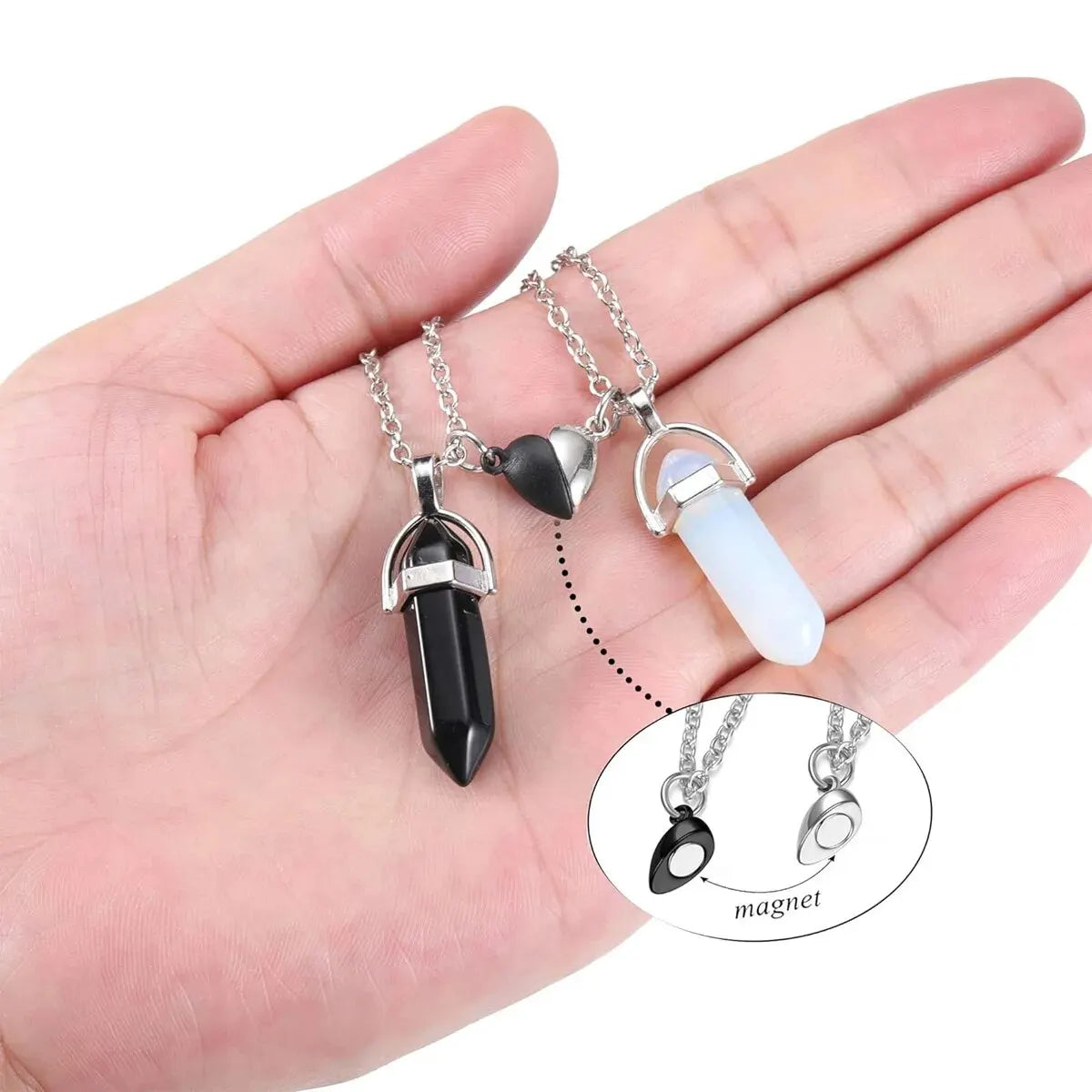 Lot de 2 Colliers avec Pendentif en Pierre pour Couple