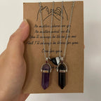 Zestaw 2 naszyjników z kamiennym wisiorkiem dla pary fioletowy i brązowy