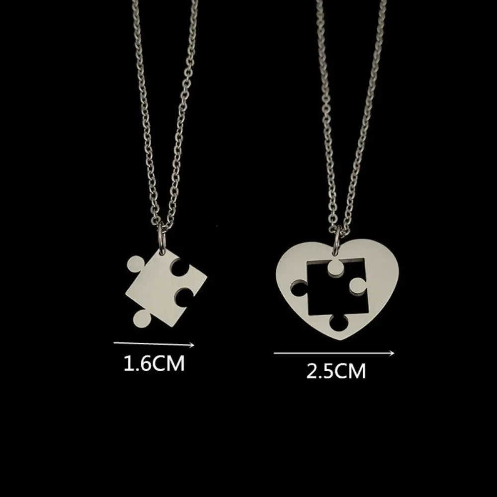 Lot de 2 Colliers avec Pendentif Puzzle pour Couple