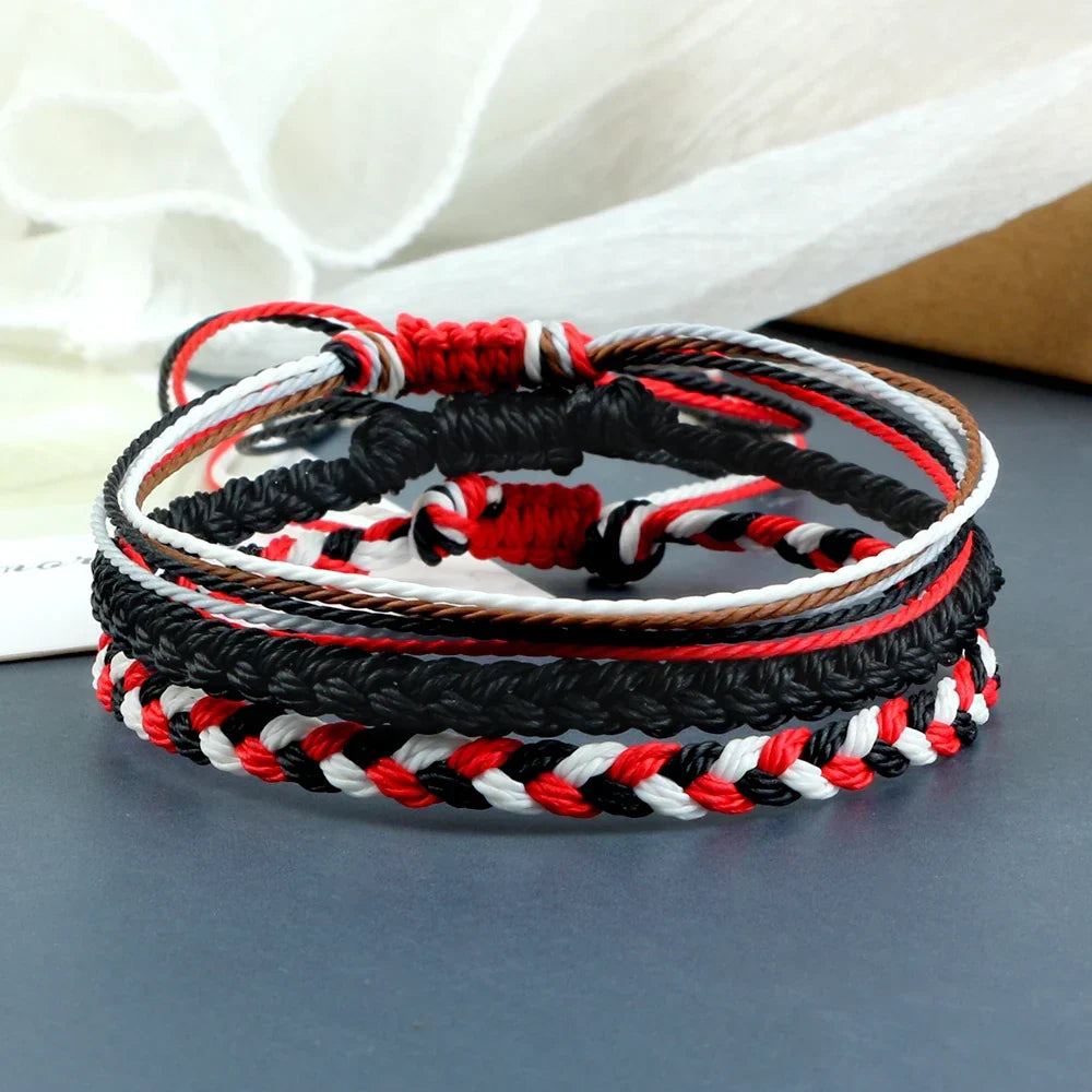 Zestaw 3 wodoodpornych plecionych bransoletek brazylijskich czarny