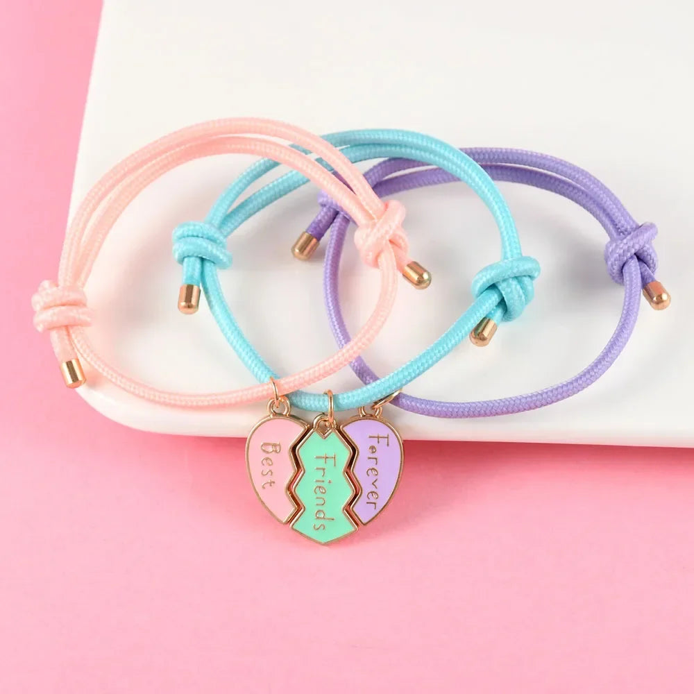 Lot de 3 Bracelets en Corde pour Trio de Meilleurs Amis or