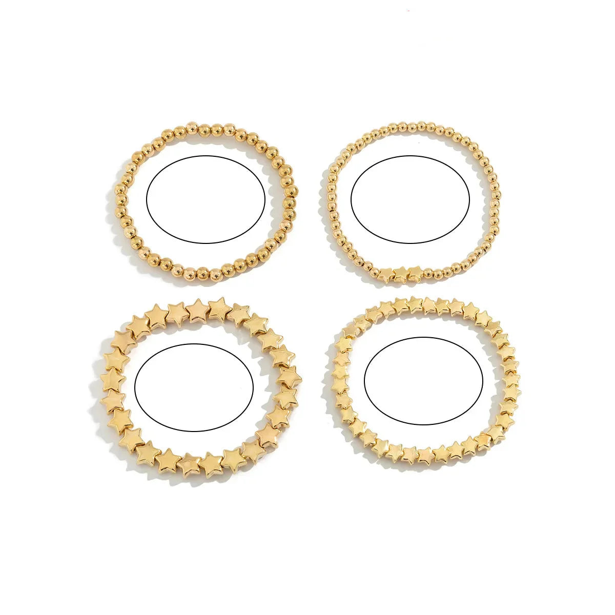 Zestaw 4 bransoletek z gwiazdkami w kolorze złotym