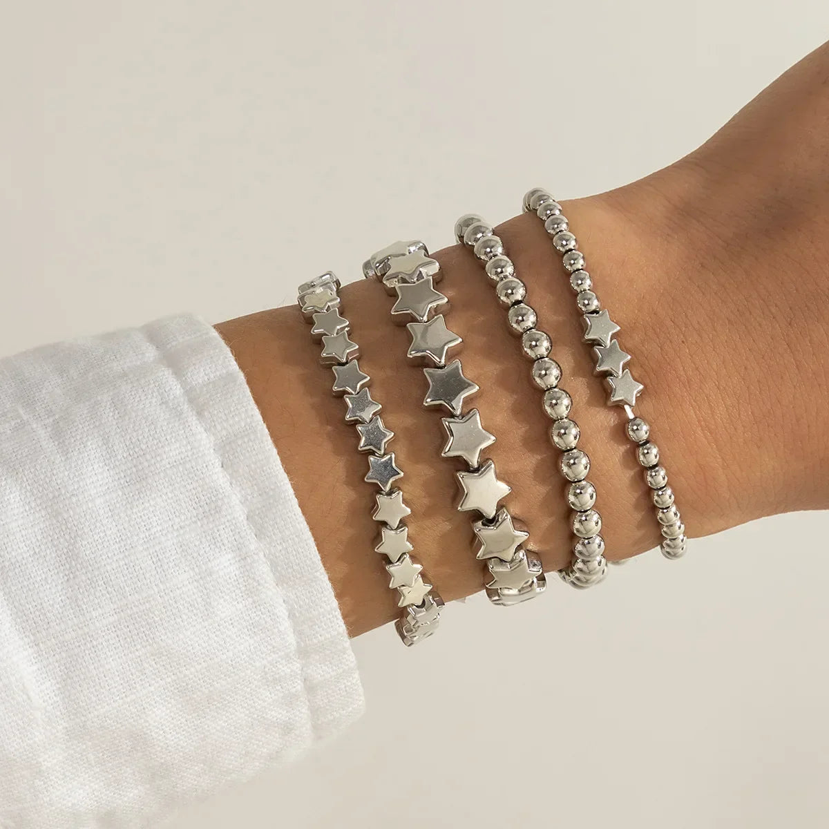 Lot de 4 Bracelets Etoiles argent