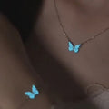 Komplet świetlisty motyl (naszyjnik + bransoletka) + kolczyki gratis 
