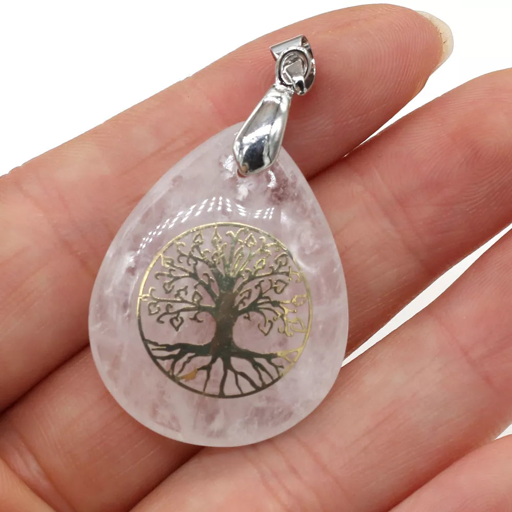 Pendentif Boule Pierre Naturelle Arbre de Vie