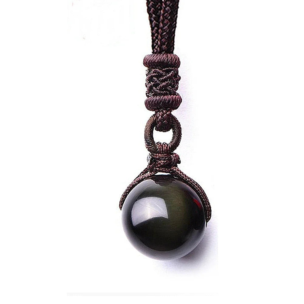 Pendentif "Sphère" en Obsidienne Dorée Bouclier Energétique