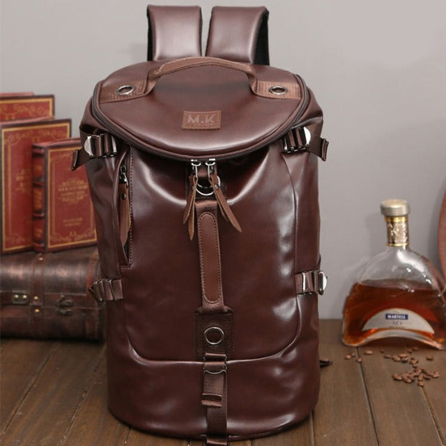 Sac À Dos Homme en Cuir Cartable Marron De Voyage
