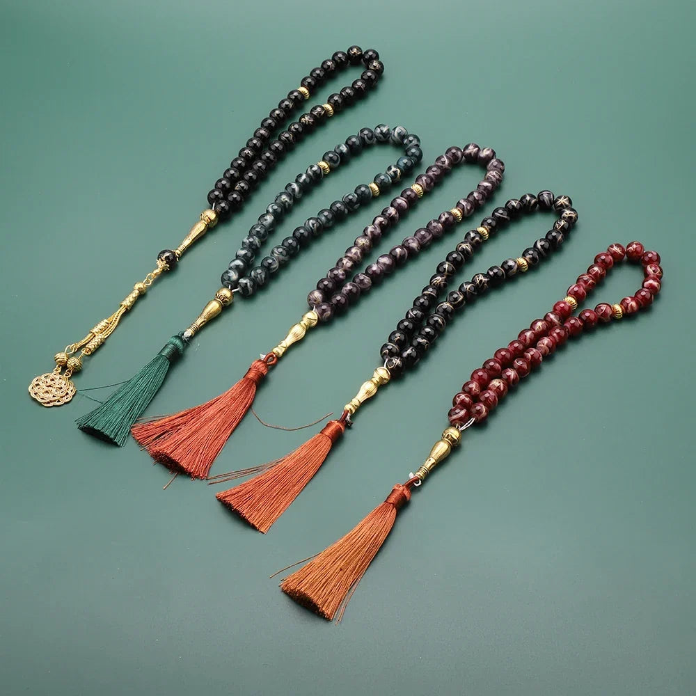 Tasbih Long 33 czarne koraliki - muzułmański różaniec modlitewny