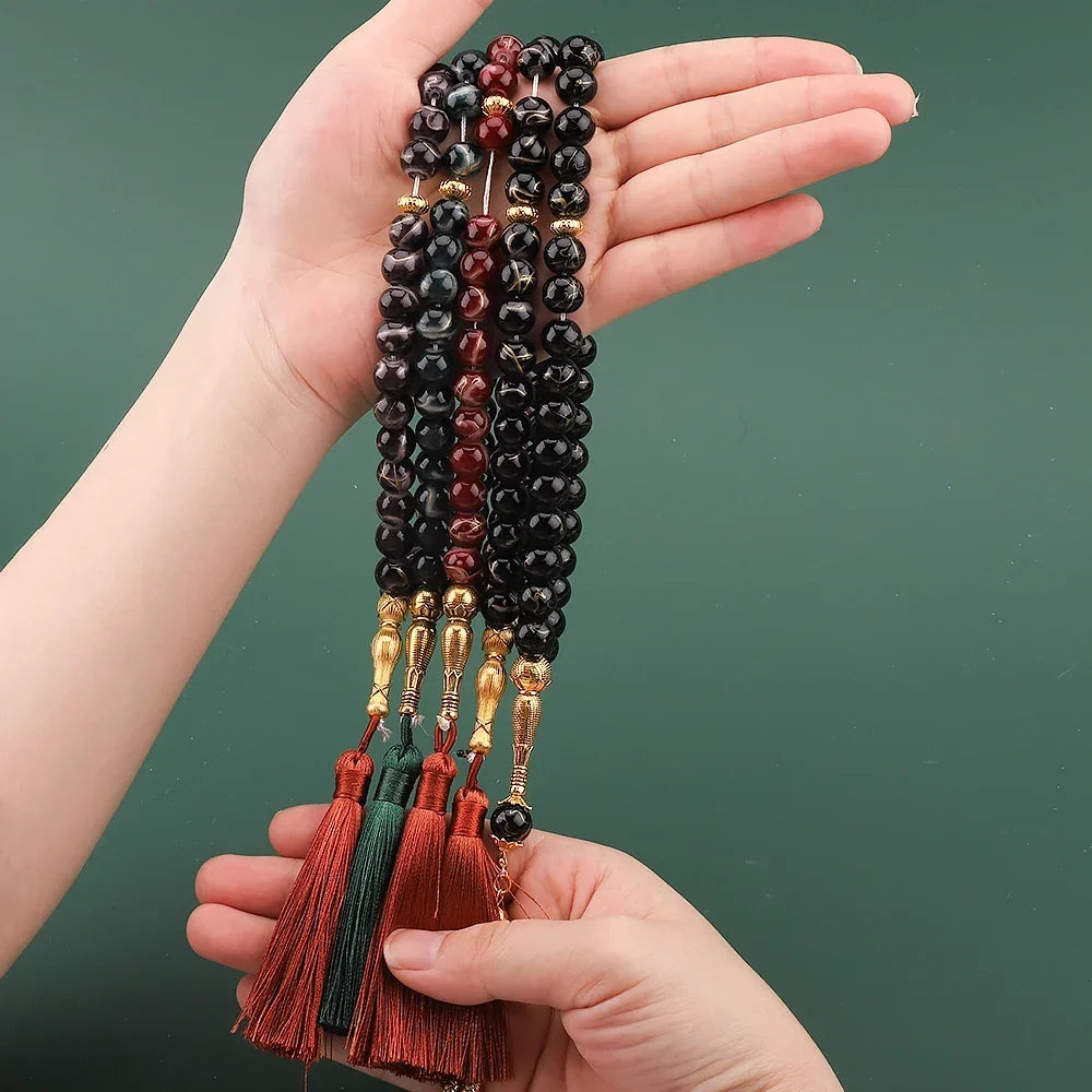 Tasbih Long 33 czarne koraliki - muzułmański różaniec modlitewny