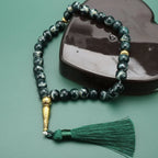 Tasbih Long 33 czarne koraliki - zielony muzułmański różaniec modlitewny